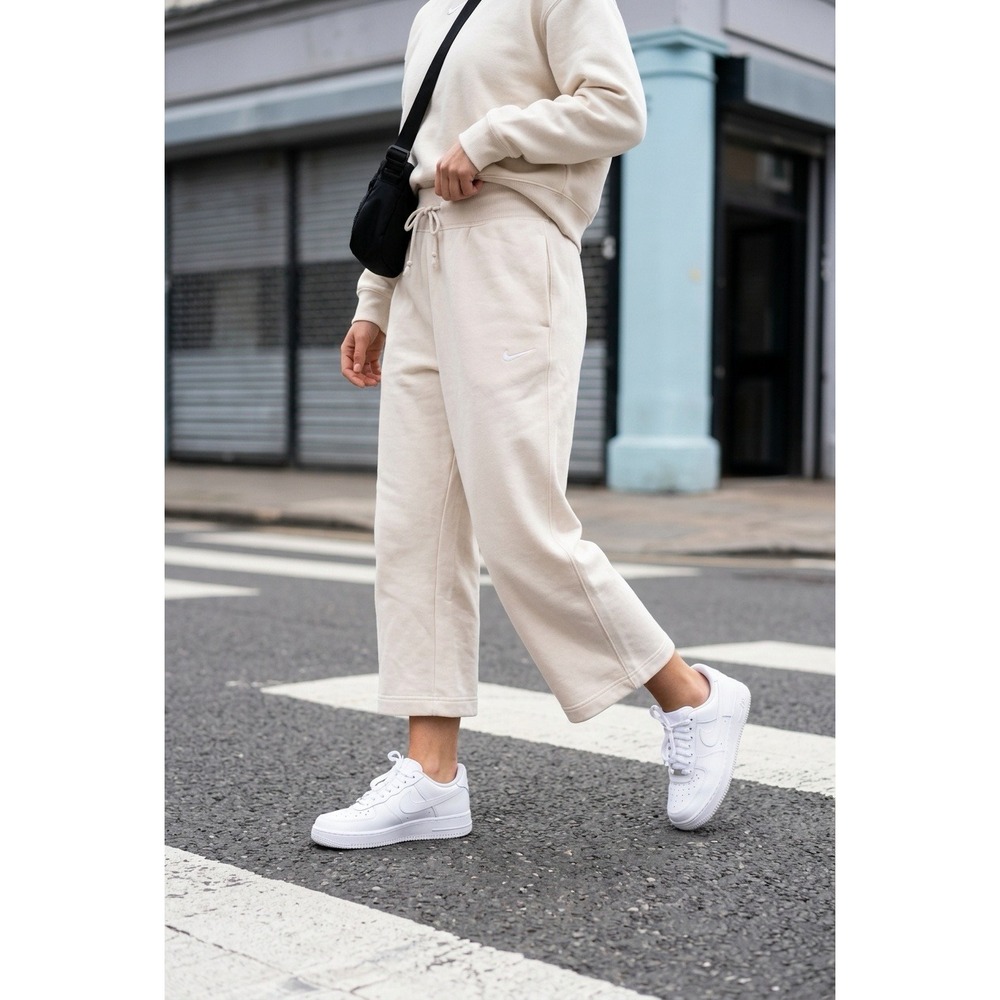Nike Phoenix Fleece Wide Leg Cropped Sweatpants Off White XL Athleisure Relaxed